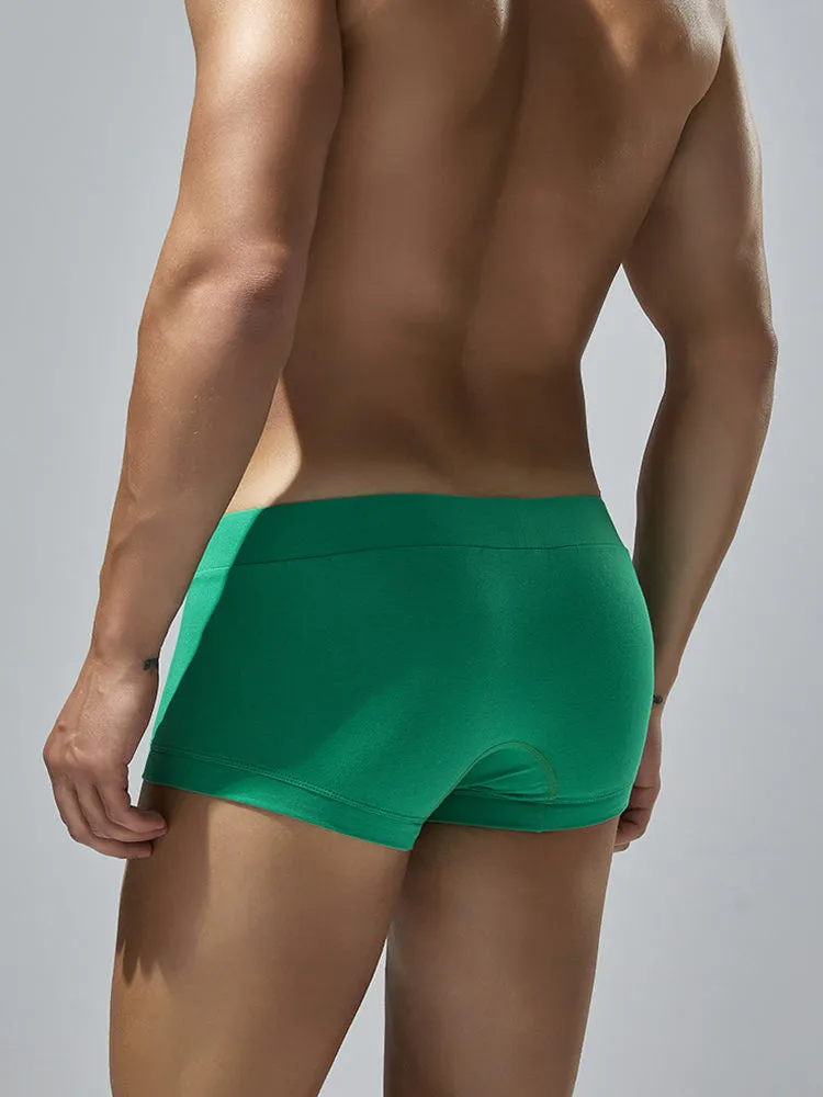 2 Pack Men's Low-Rise Solid Breathable Cotton Trunks