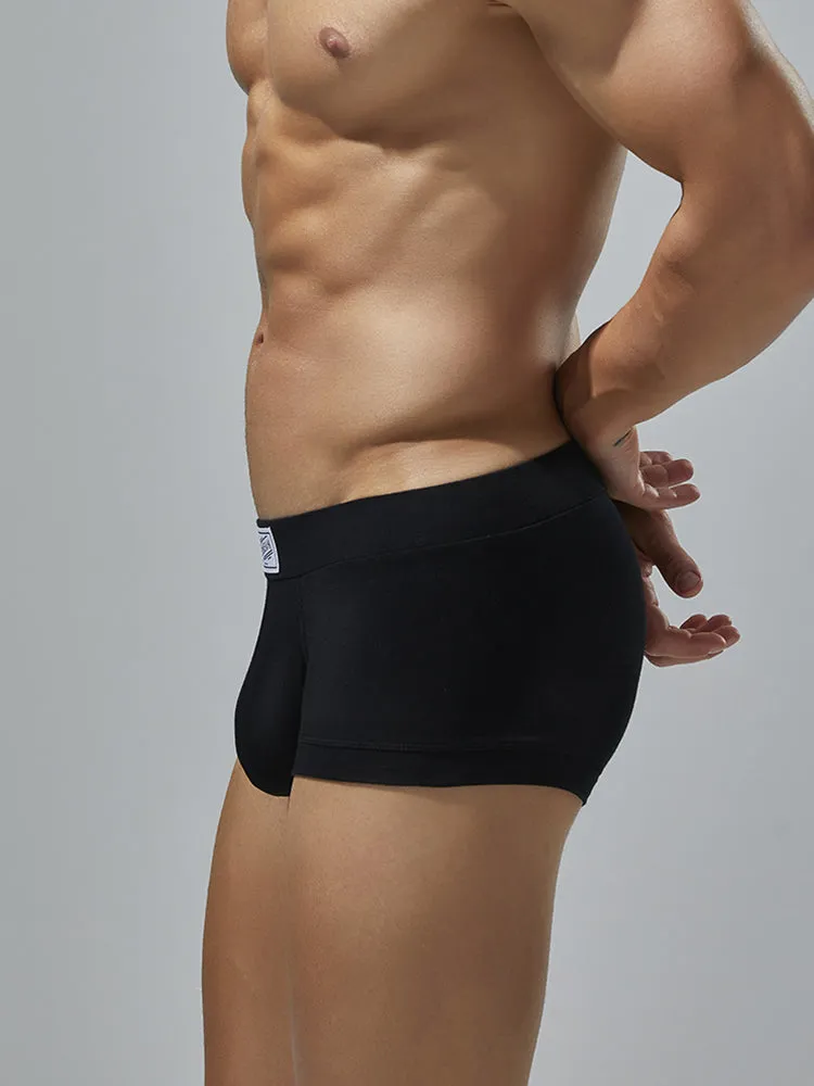 2 Pack Men's Low-Rise Solid Breathable Cotton Trunks