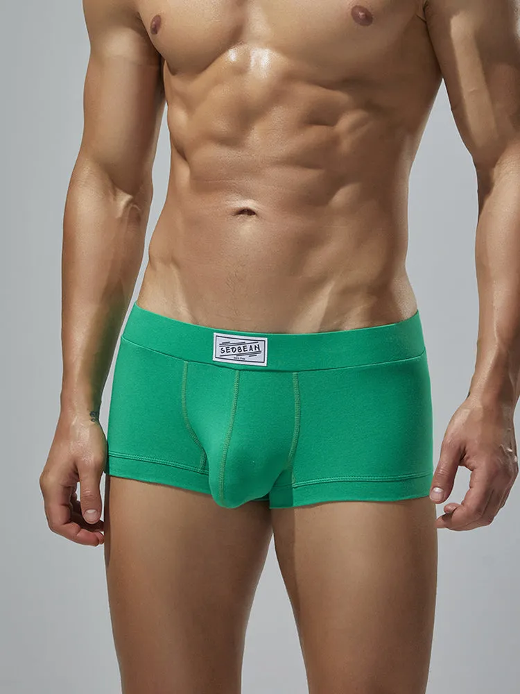2 Pack Men's Low-Rise Solid Breathable Cotton Trunks