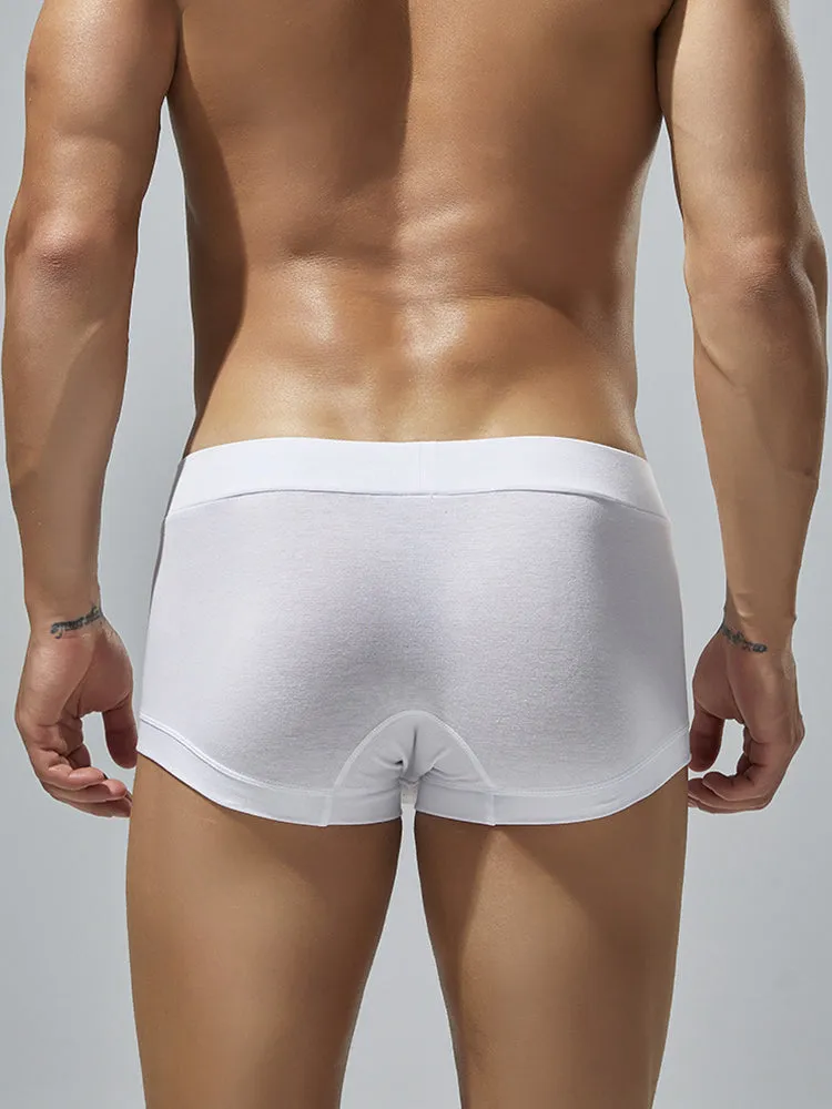 2 Pack Men's Low-Rise Solid Breathable Cotton Trunks
