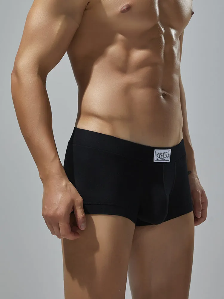 2 Pack Men's Low-Rise Solid Breathable Cotton Trunks