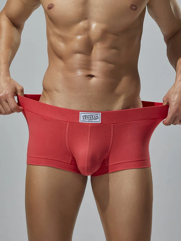 2 Pack Men's Low-Rise Solid Breathable Cotton Trunks