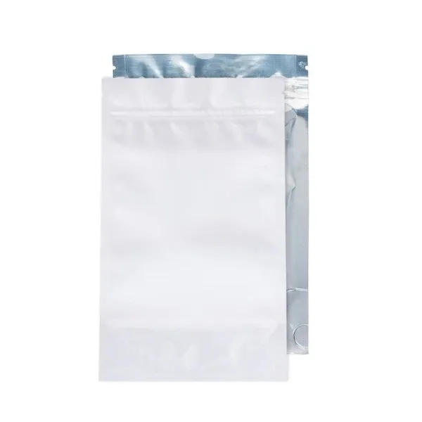 3.5g Mylar Bags x 12 - White Matte / Clear Back