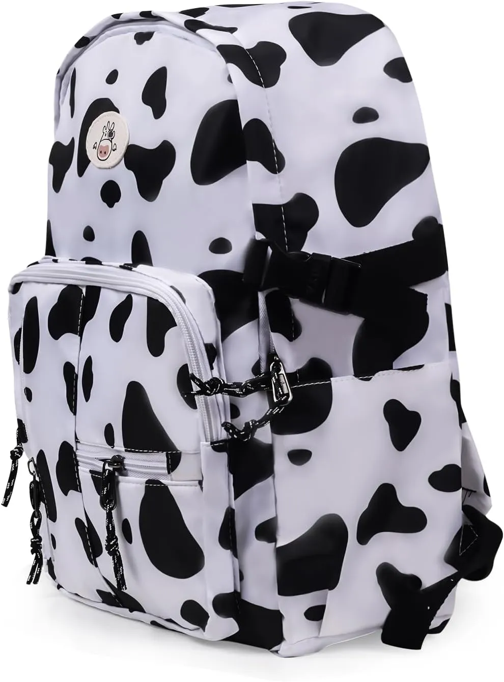 3Pcs Cow Backpack for Girls with Cute Pin Plush Pendant Laptop Bag Keychain Wallet Schoolbag for Students Shoulders Bookbag Teen Kids Daypacks Casual Travel Bag (Cute Cows)