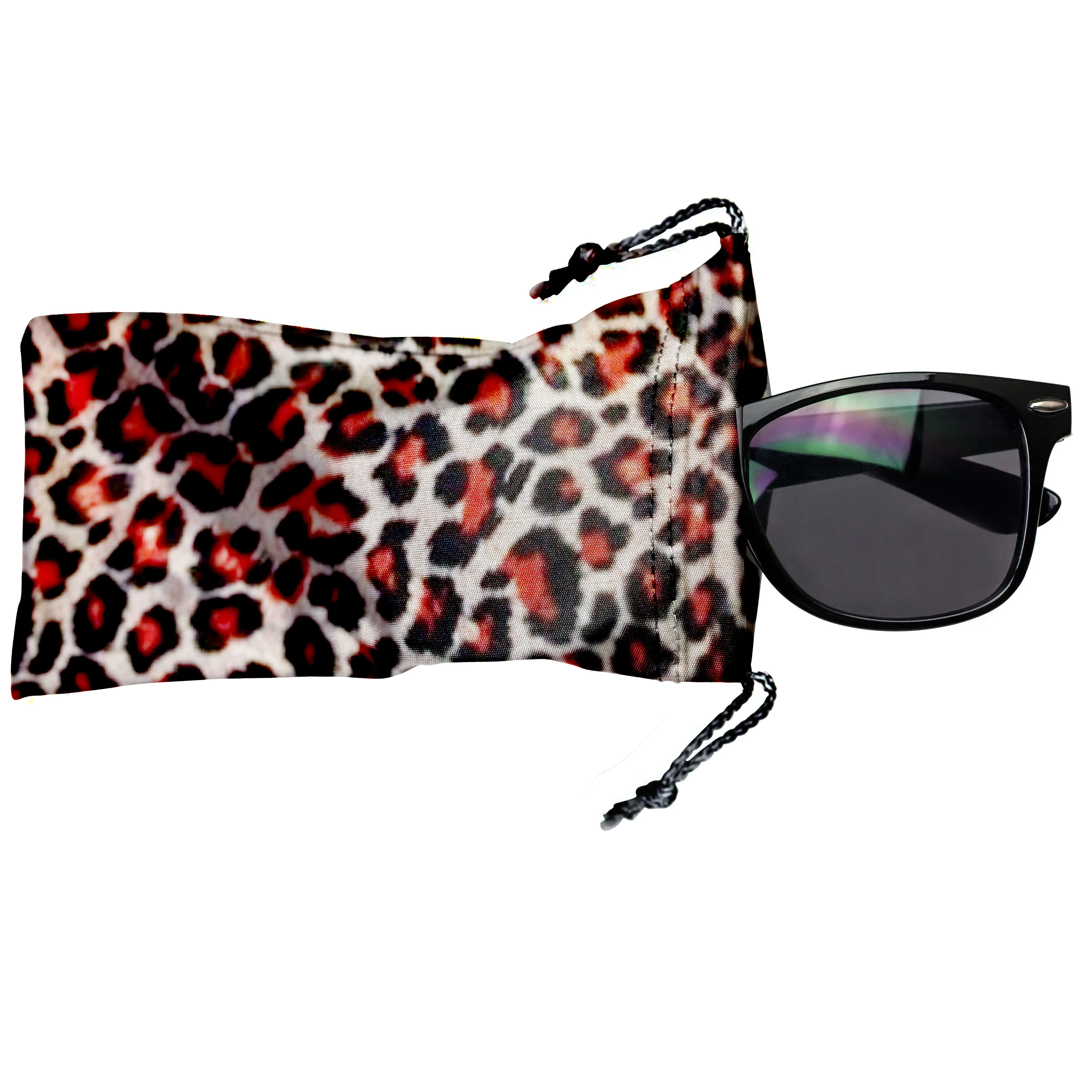 4 Pc Animal Print Glasses Sunglasses Case Drawstring Pouch Bag Eyewear Holder