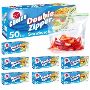 400 Ct Food Storage Bags Double Zipper Sandwich Snack Zip Seal Lock Poly Baggies