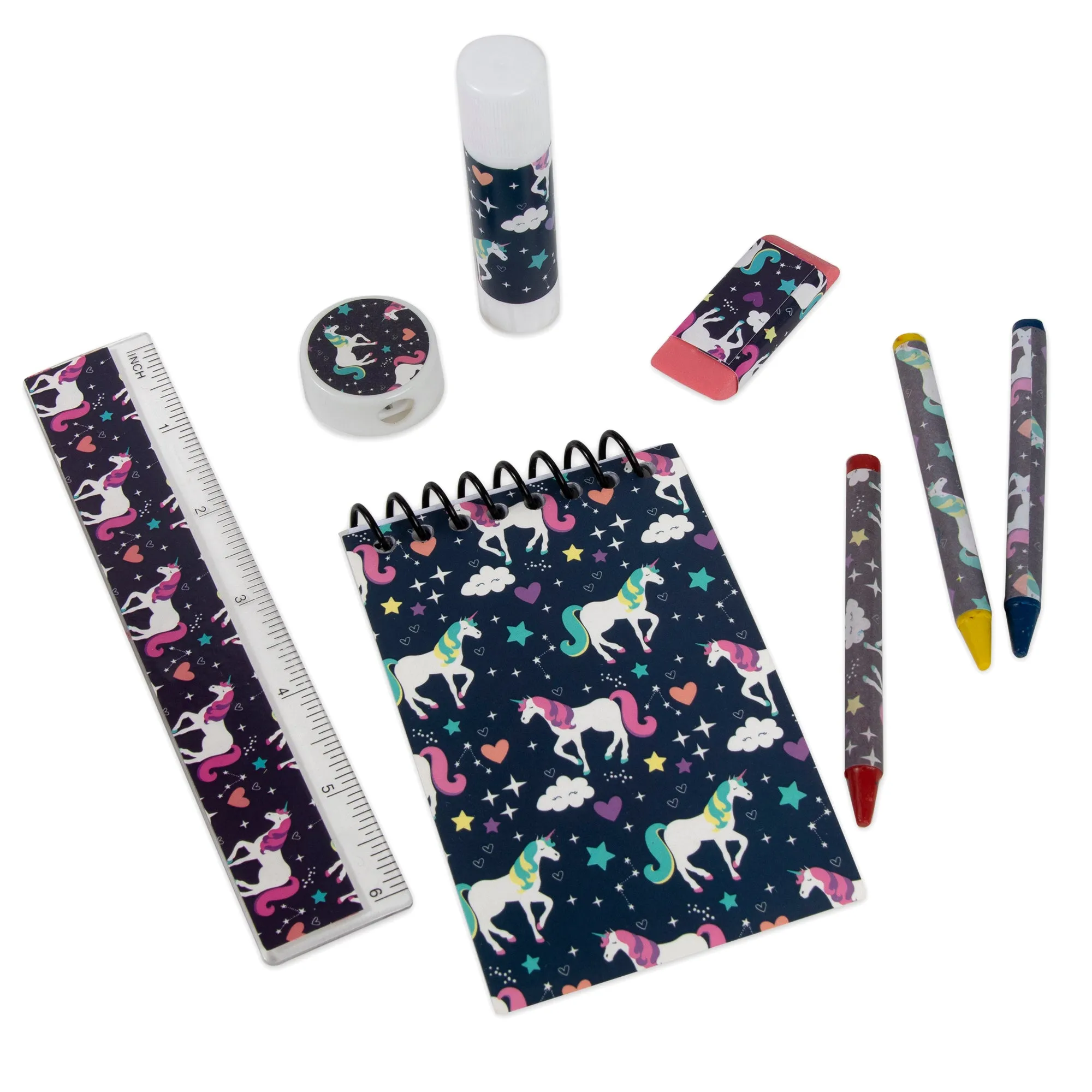 43cm Printed Backpack with 8 Piece School Kit 20L Capacity - Unicorn Themed