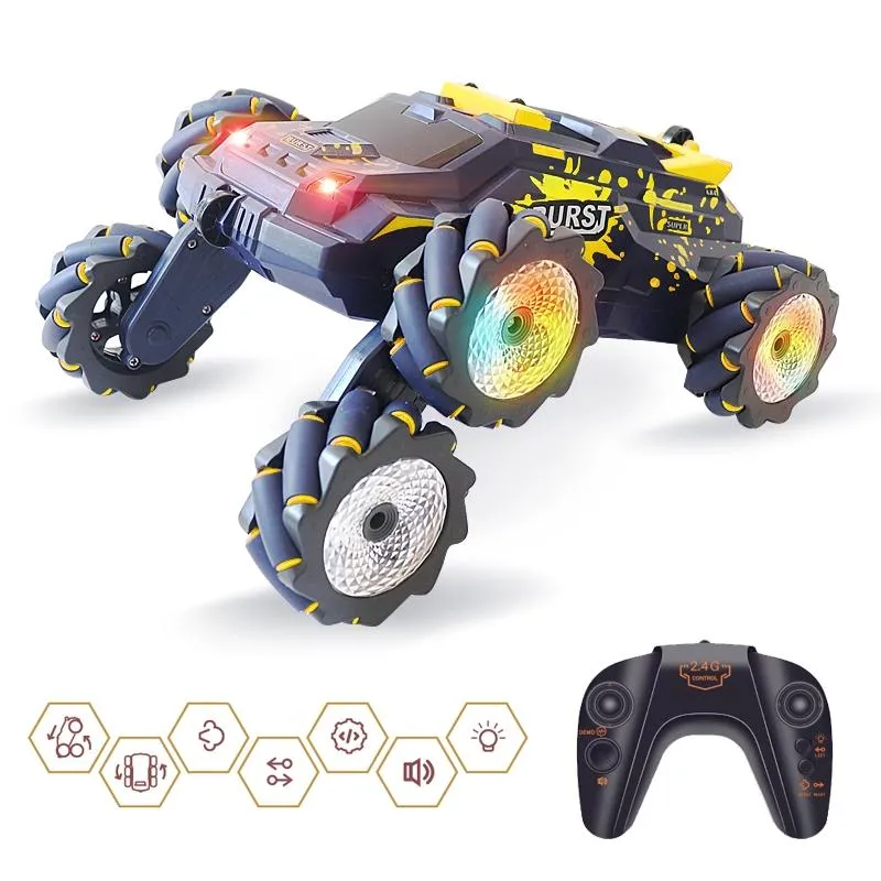 6-Wheeled Stunt Car with 2.4G Remote Control | Single RC | Yellow