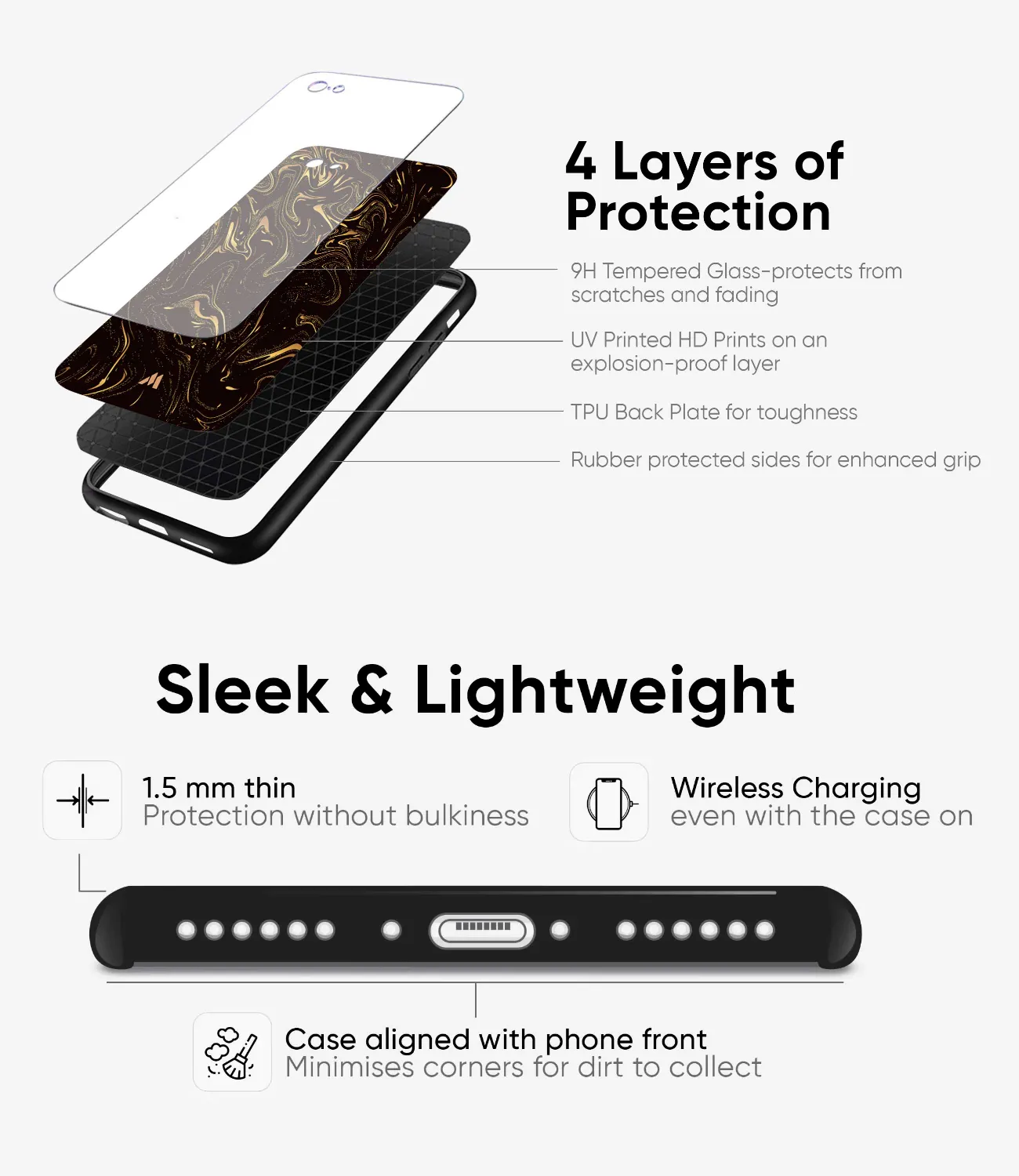 Black/Grey Flame Glass Case