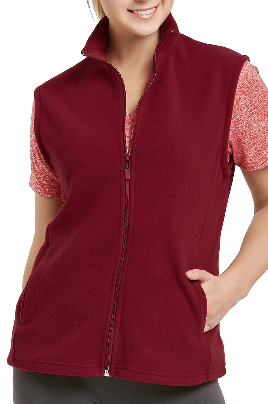 ET TU LADIES POLAR FLEECE VEST (LPF100E_BURG)