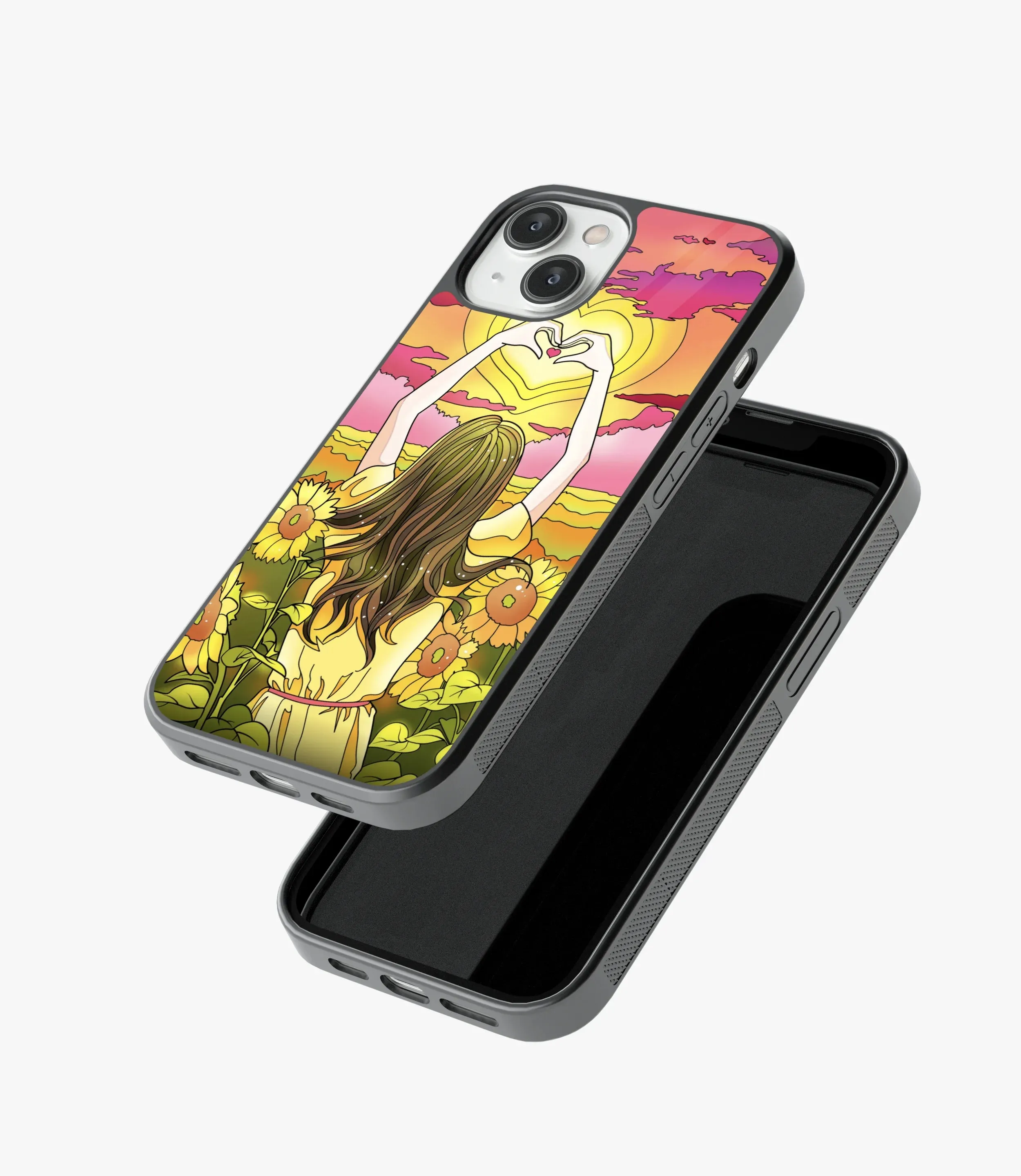 Girl With Sunflowers Glass Case