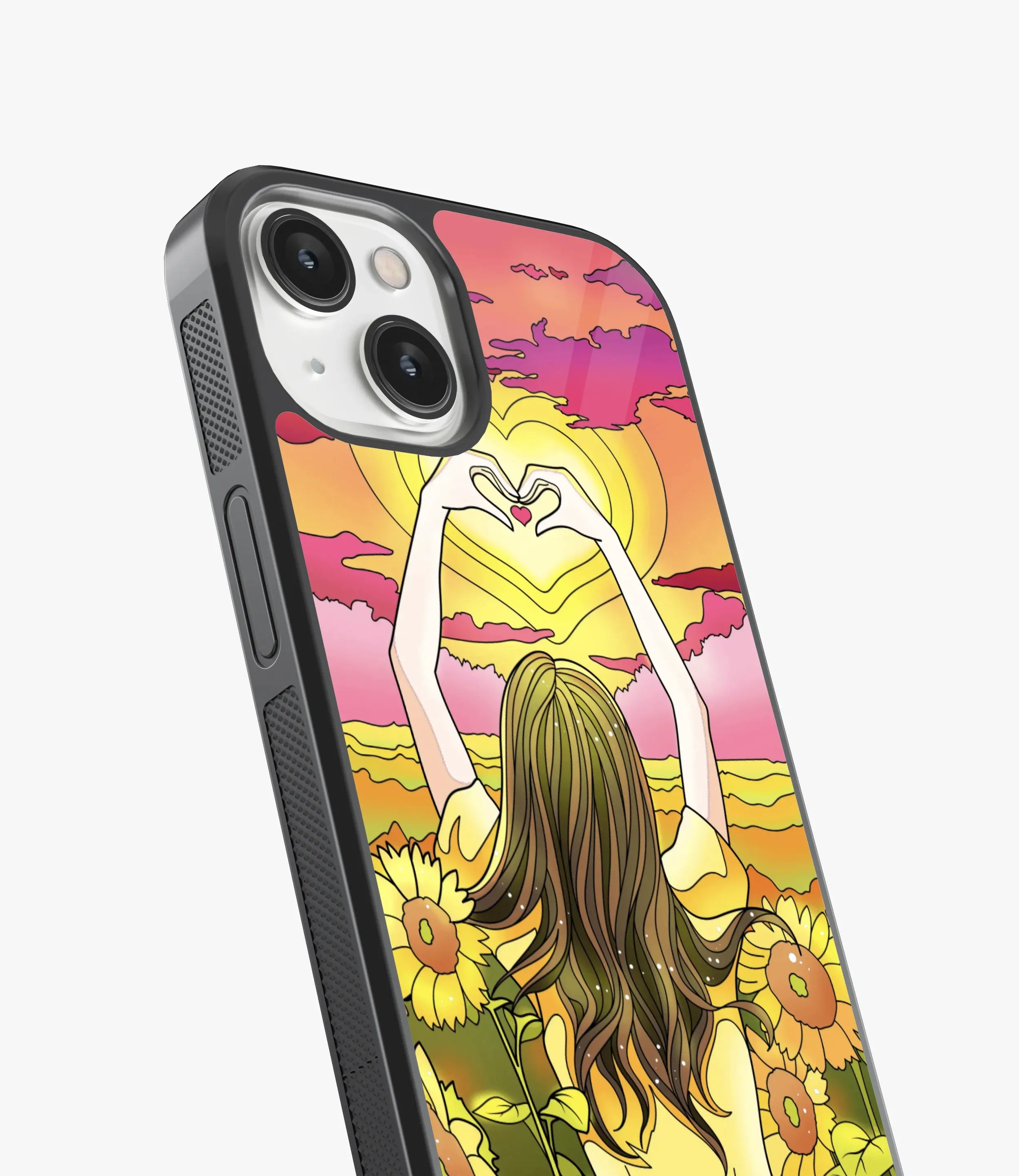 Girl With Sunflowers Glass Case