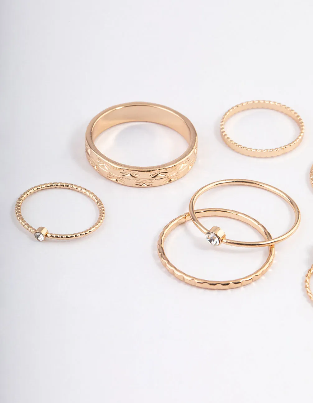 Gold Dainty Clover Ring Pack