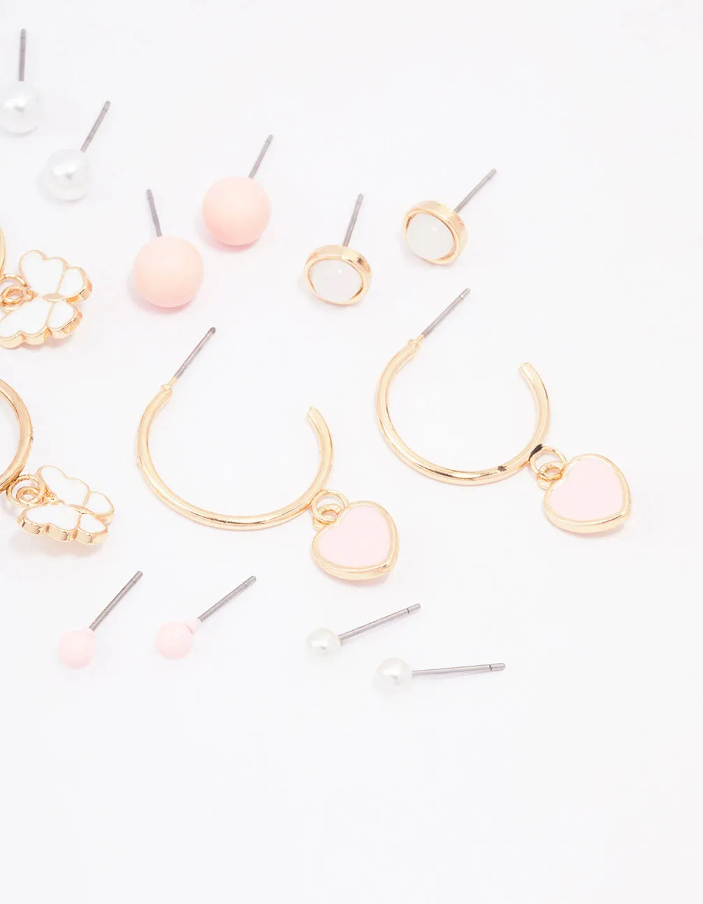 Gold Heart & Butterfly Earring 8-Pack