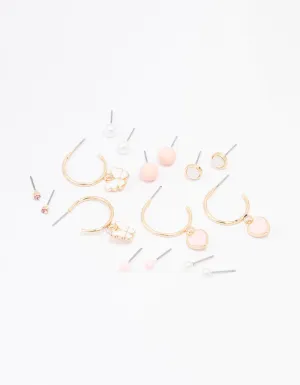 Gold Heart & Butterfly Earring 8-Pack