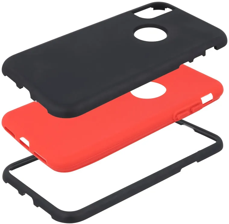 iPhone XS Defender Rugged Case - Black/Red