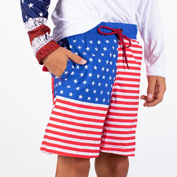 Kids Swim Trunks | Stars And Pinstripes