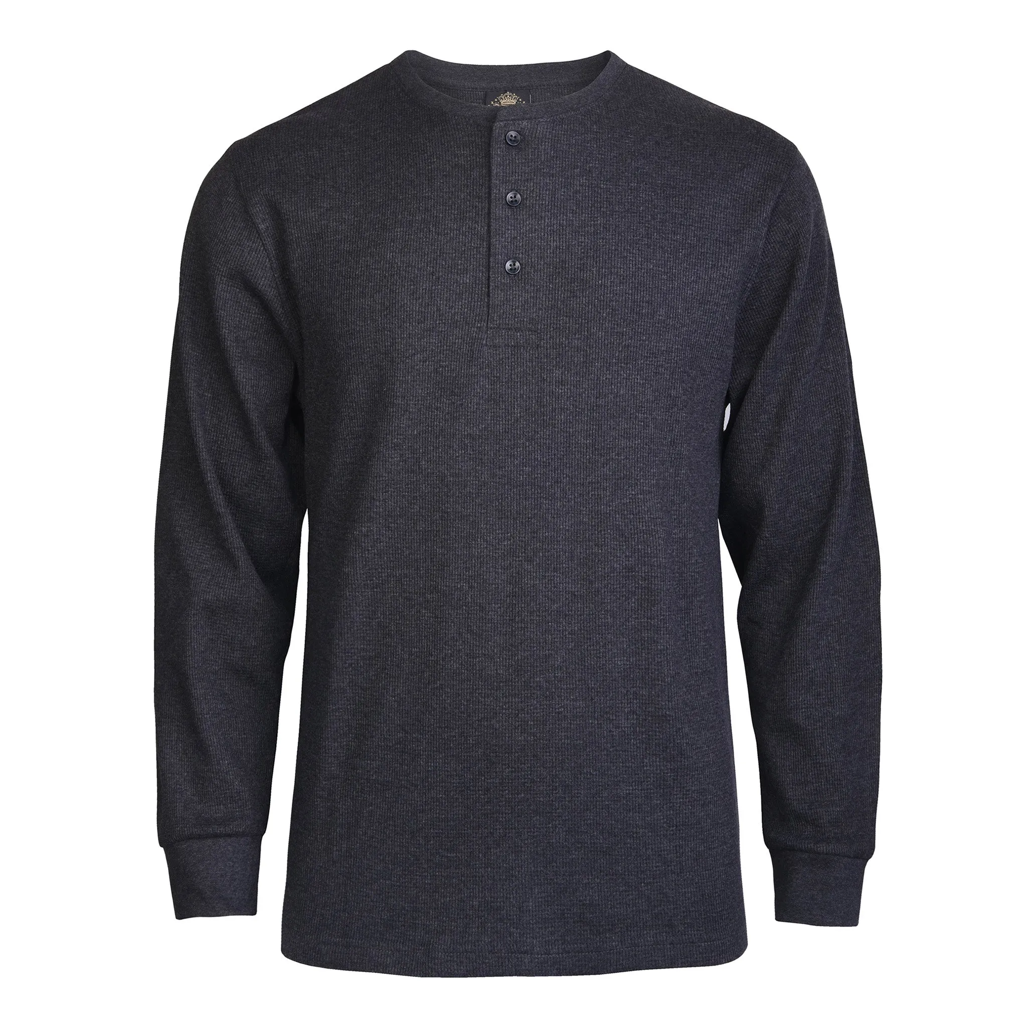 KNOCKER MEN'S WAFFLE-KNIT THERMAL HENLEY SHIRT (MHS100_CH/GR)