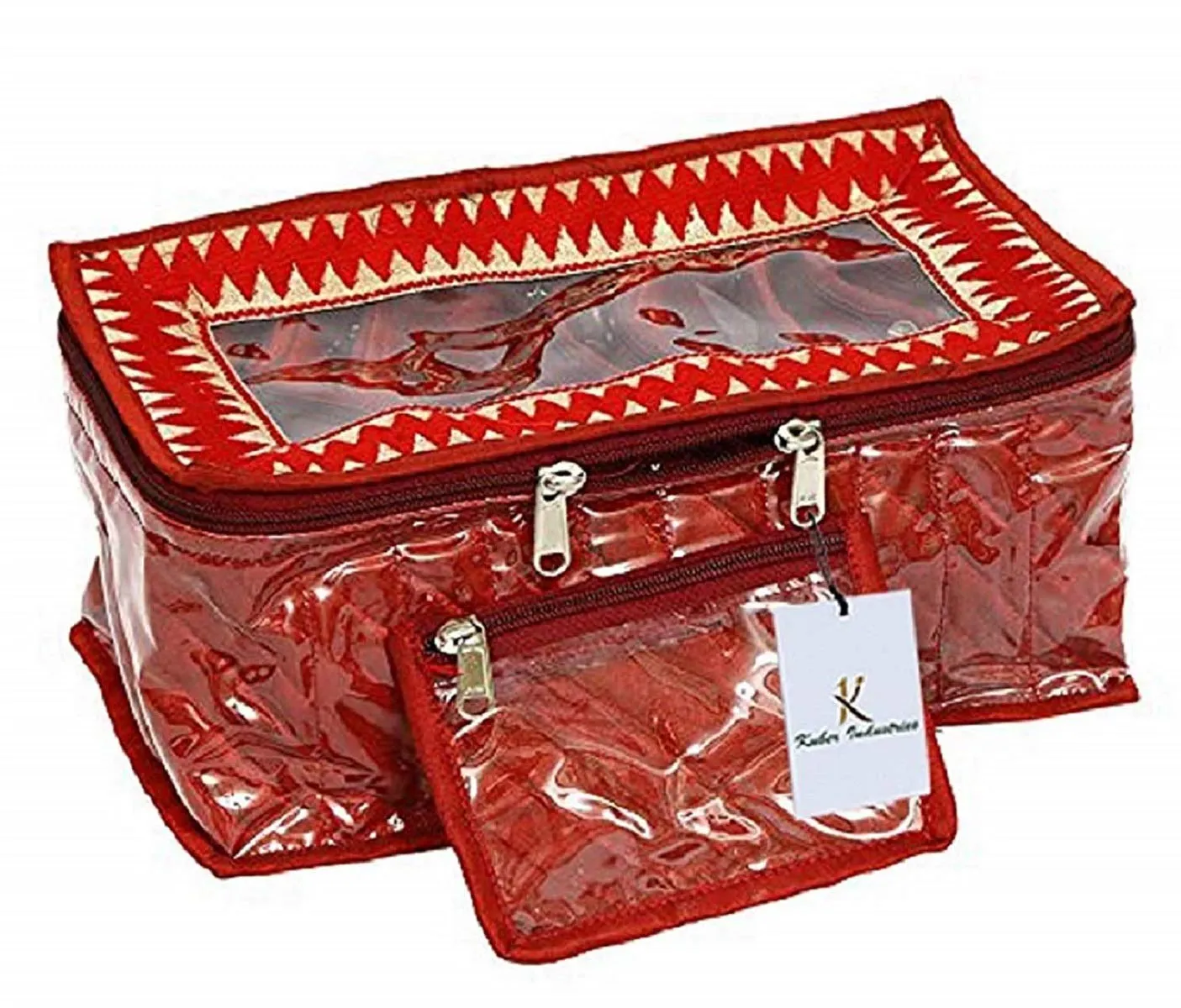 Kuber Industries Fabric Jewellery Kit with Pouches, Maroon