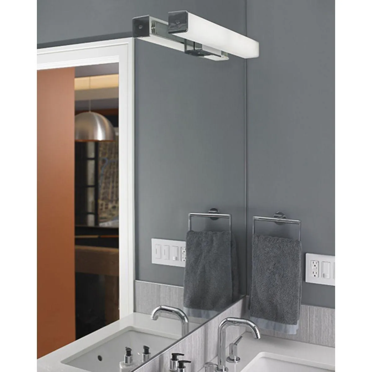 Lynn 25 in. LED Bath Bar 277V 1092 Lumens 3000K Satin Nickel White Glass Finish