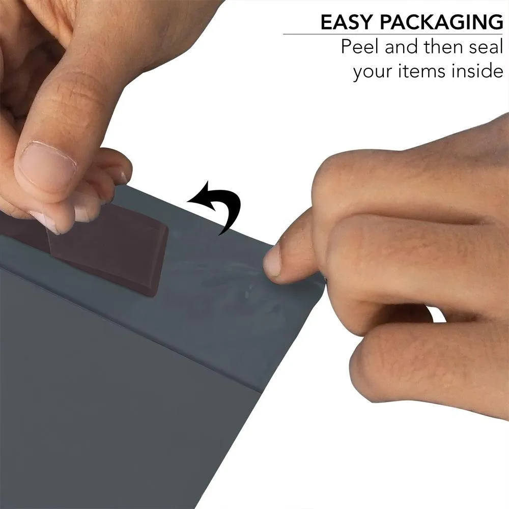 Mailing Bags, 10" x 14" (254mm to 356mm), Grey Plastic Poly Self Seal Bag