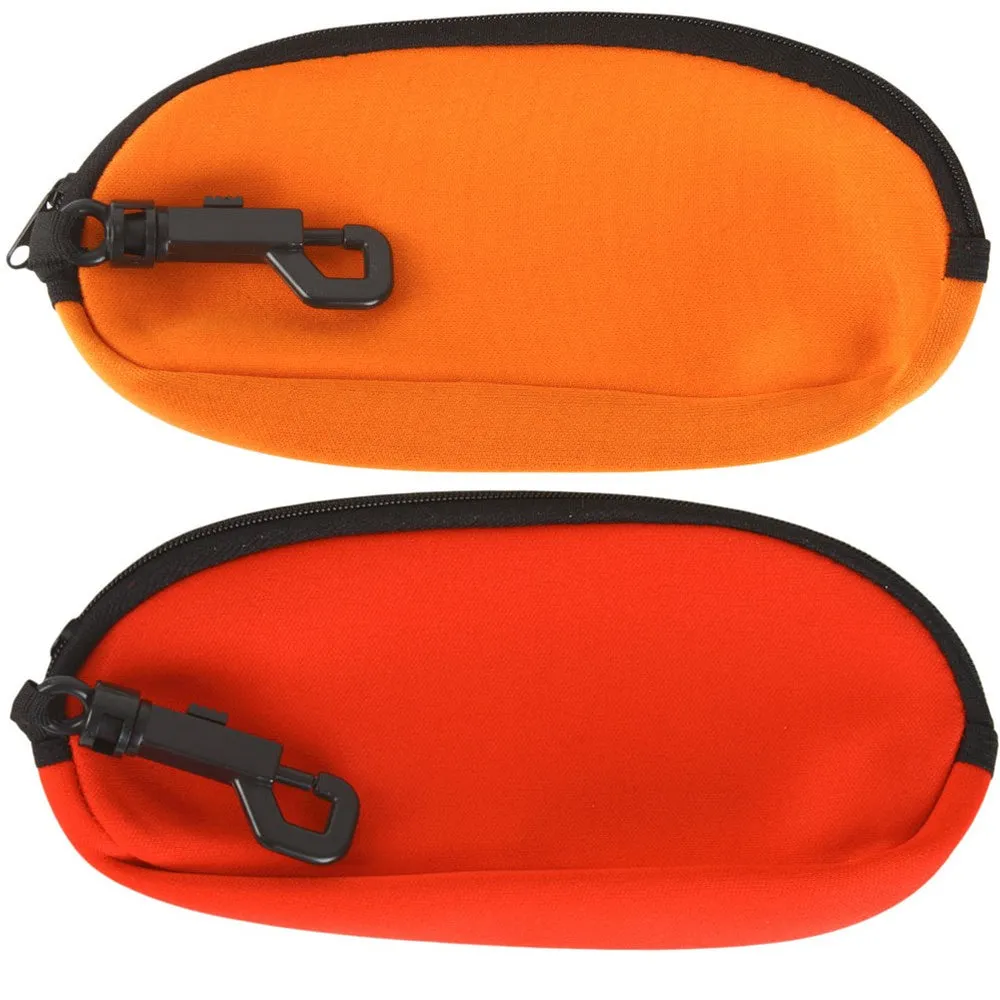 NEOPRENE FLOATING ZIPPERED EYEGLASS SUNGLASS POUCH CASE w/ CLIP HOOK
