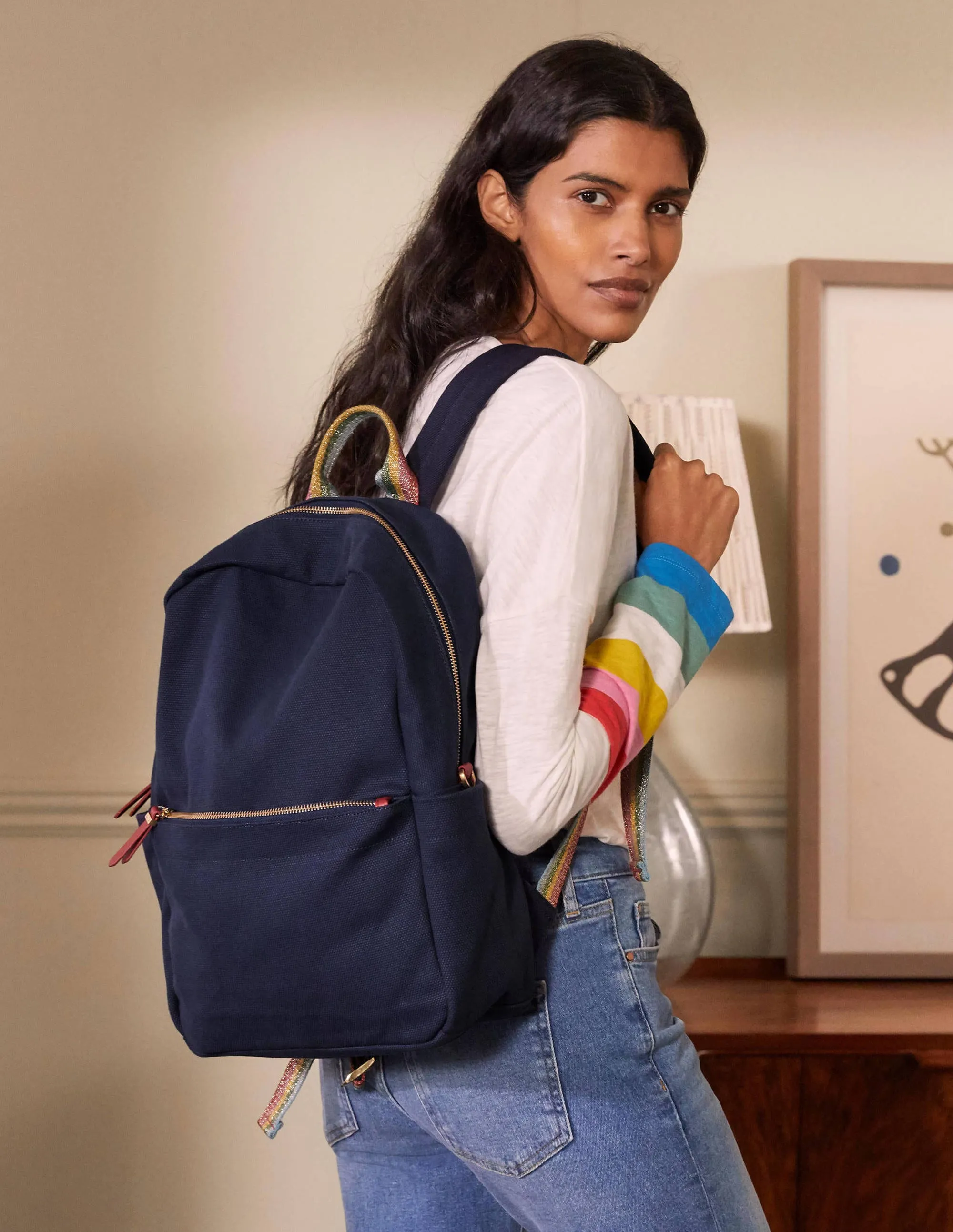 Olivia Canvas Backpack-Navy
