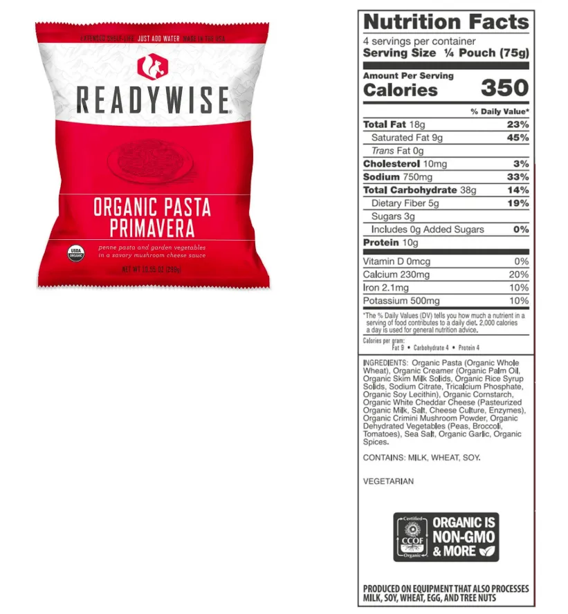 ReadyWise - 90 Serving Organic Bucket