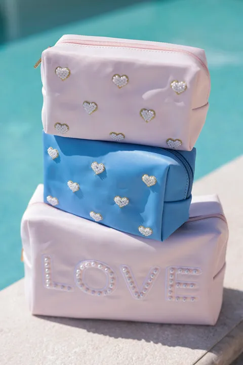 Shiraleah Hearts Zip Pouch, Blush