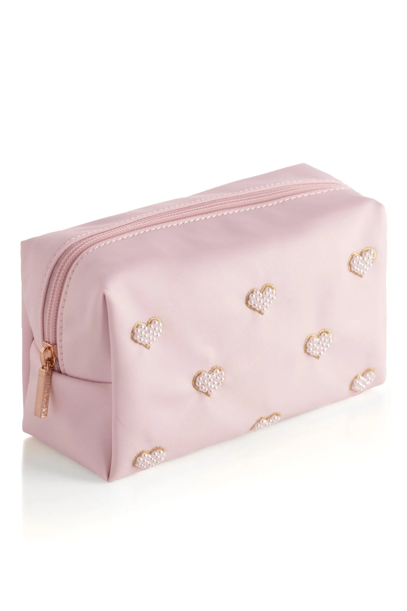 Shiraleah Hearts Zip Pouch, Blush