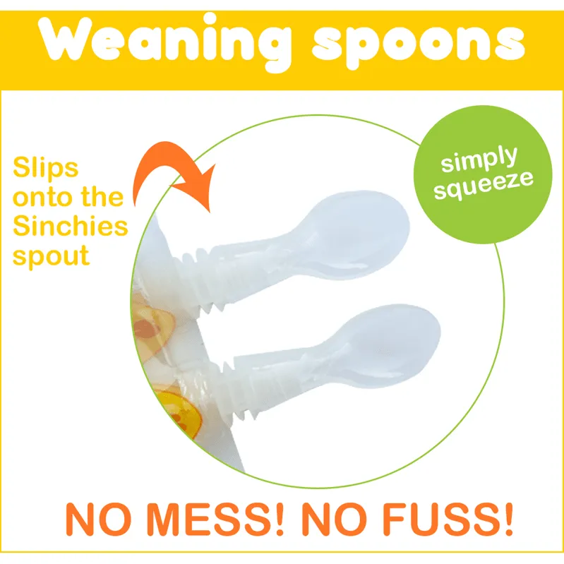 Sinchies 2 Reusable Baby Food Weaning Pouch Spoons