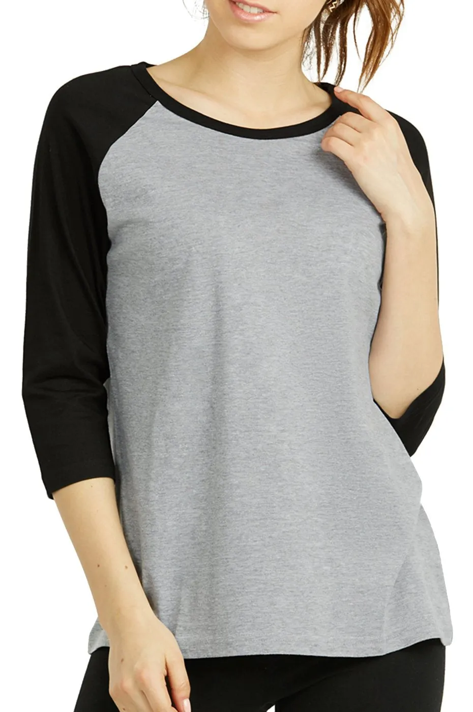 SOFRA LADIES BASEBALL TEE (LBT001_LT.H/BK)