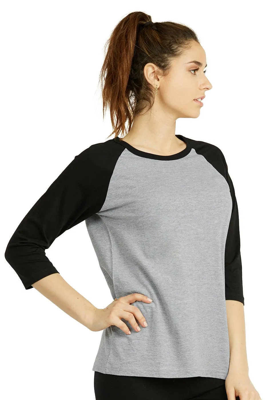 SOFRA LADIES BASEBALL TEE (LBT001_LT.H/BK)