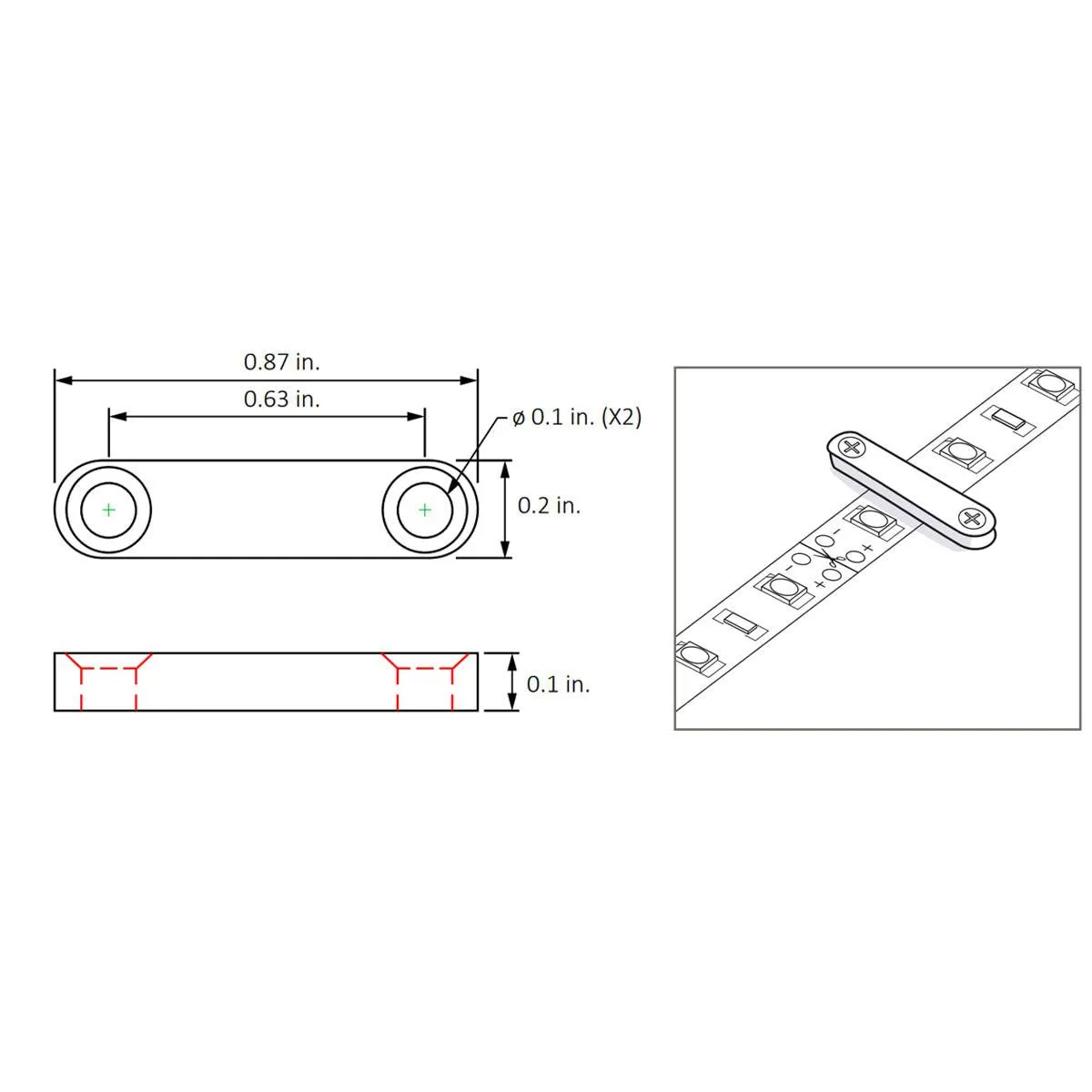 Tape Light Fastener, Pack of 10 with 20 Screws