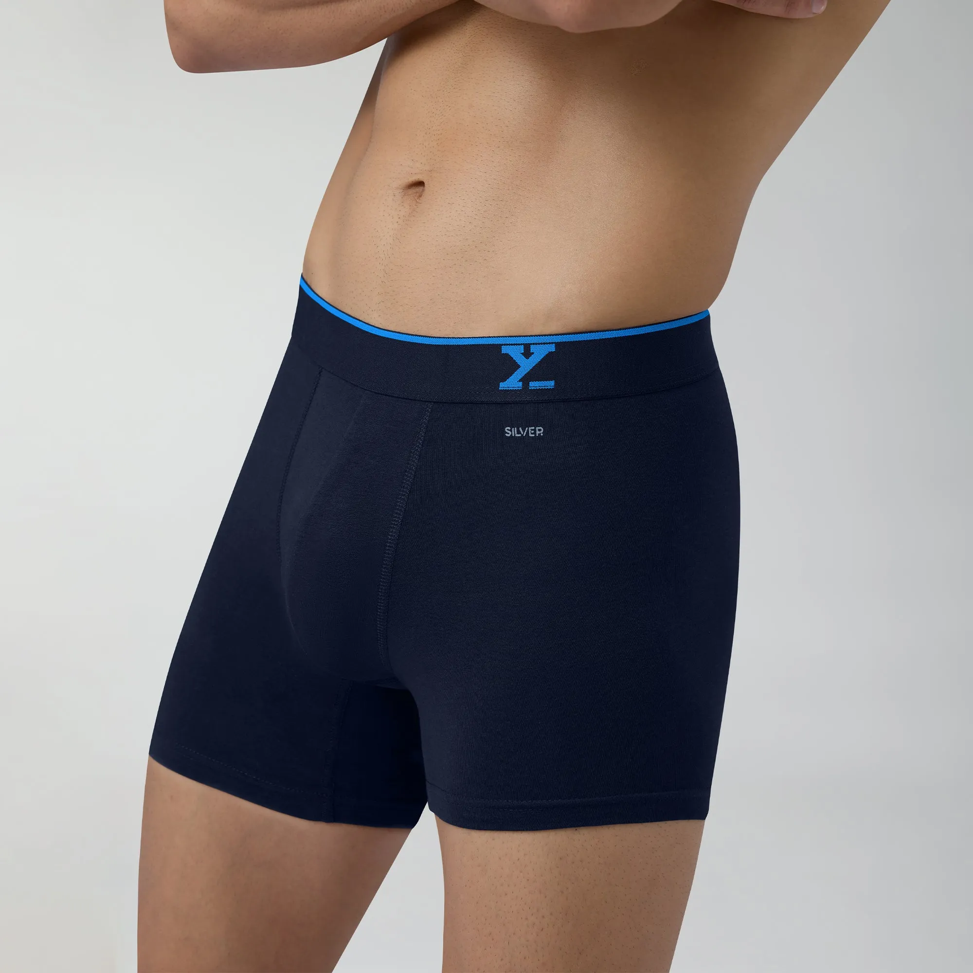 Traq Silver Cotton Trunks Midnight Blue