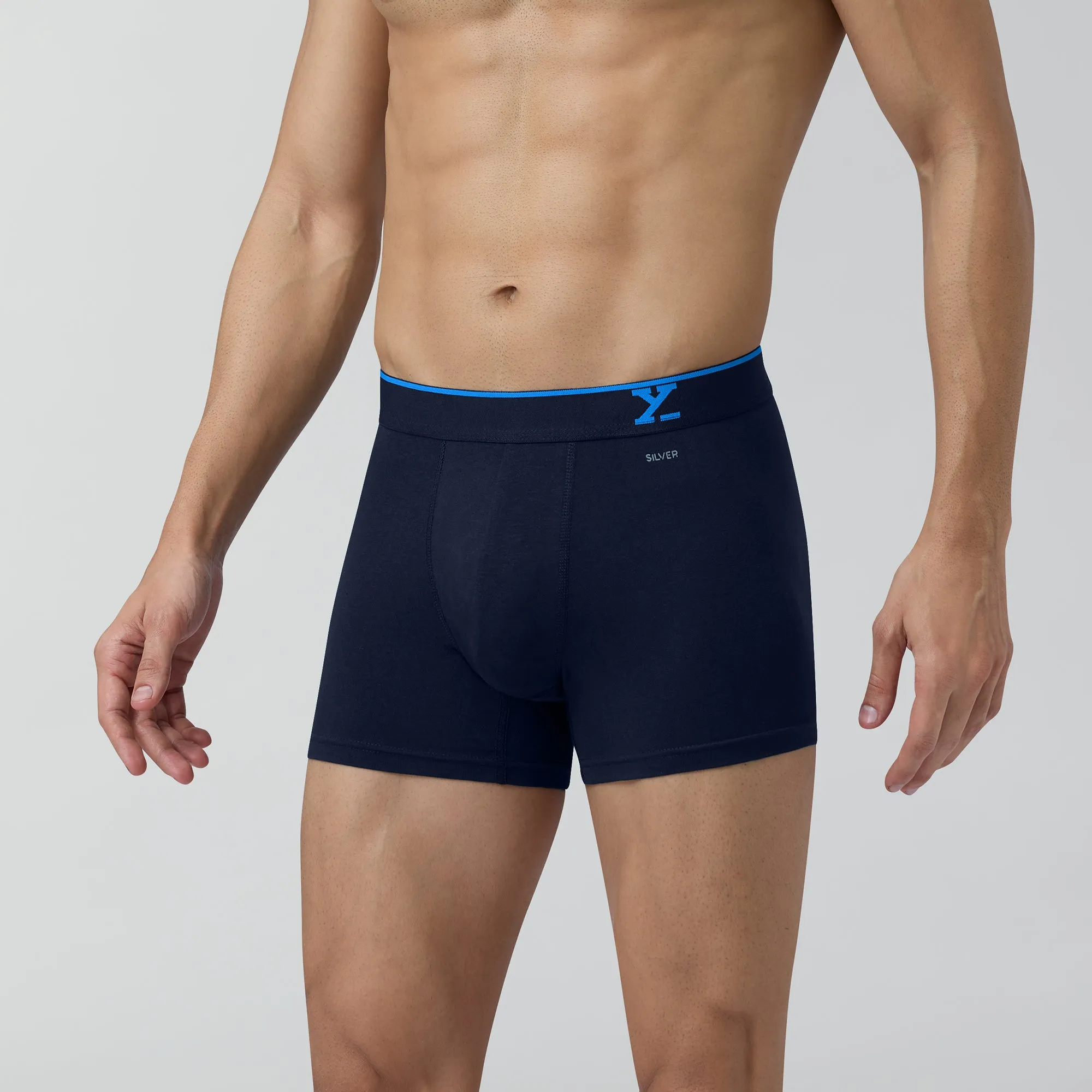Traq Silver Cotton Trunks Midnight Blue