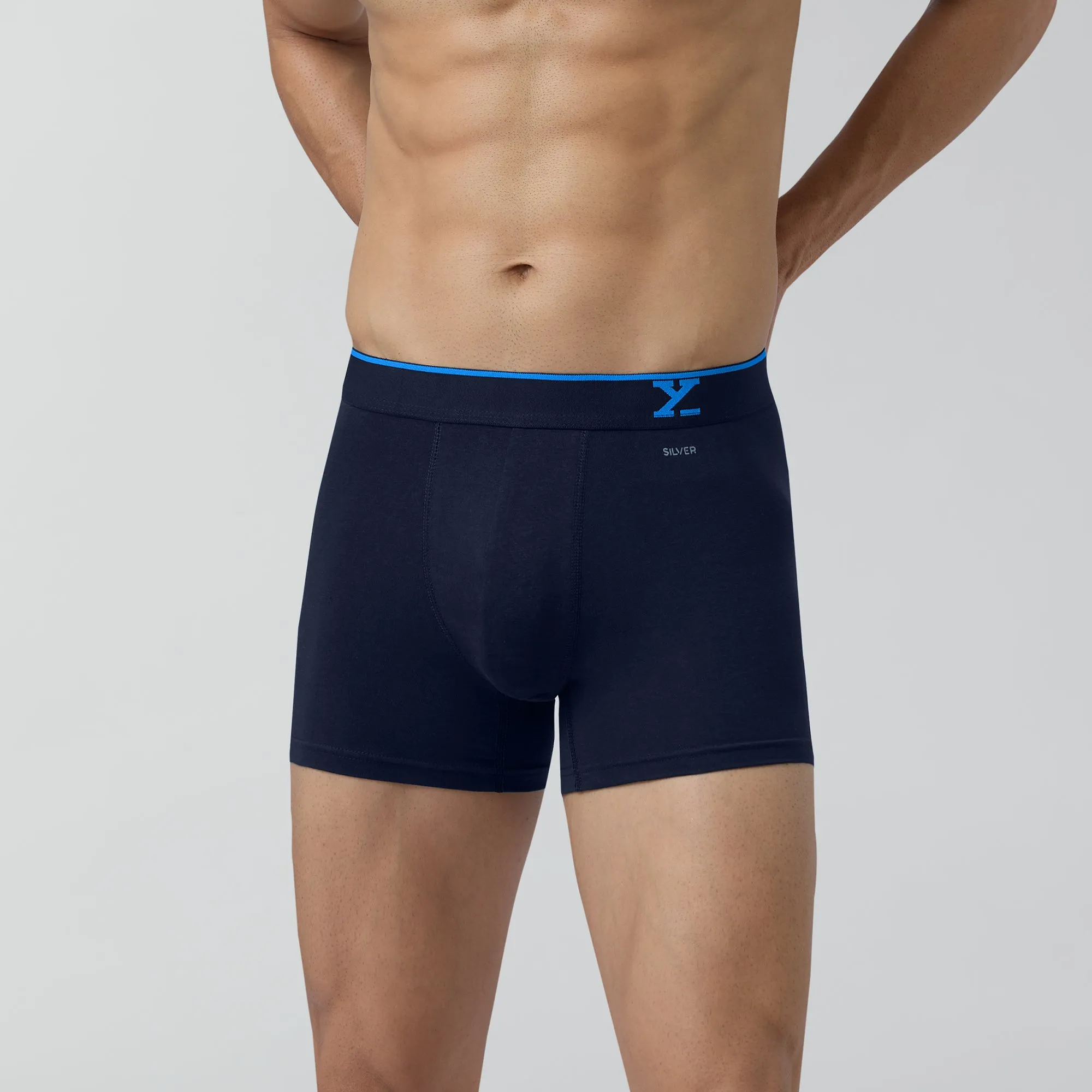 Traq Silver Cotton Trunks Midnight Blue