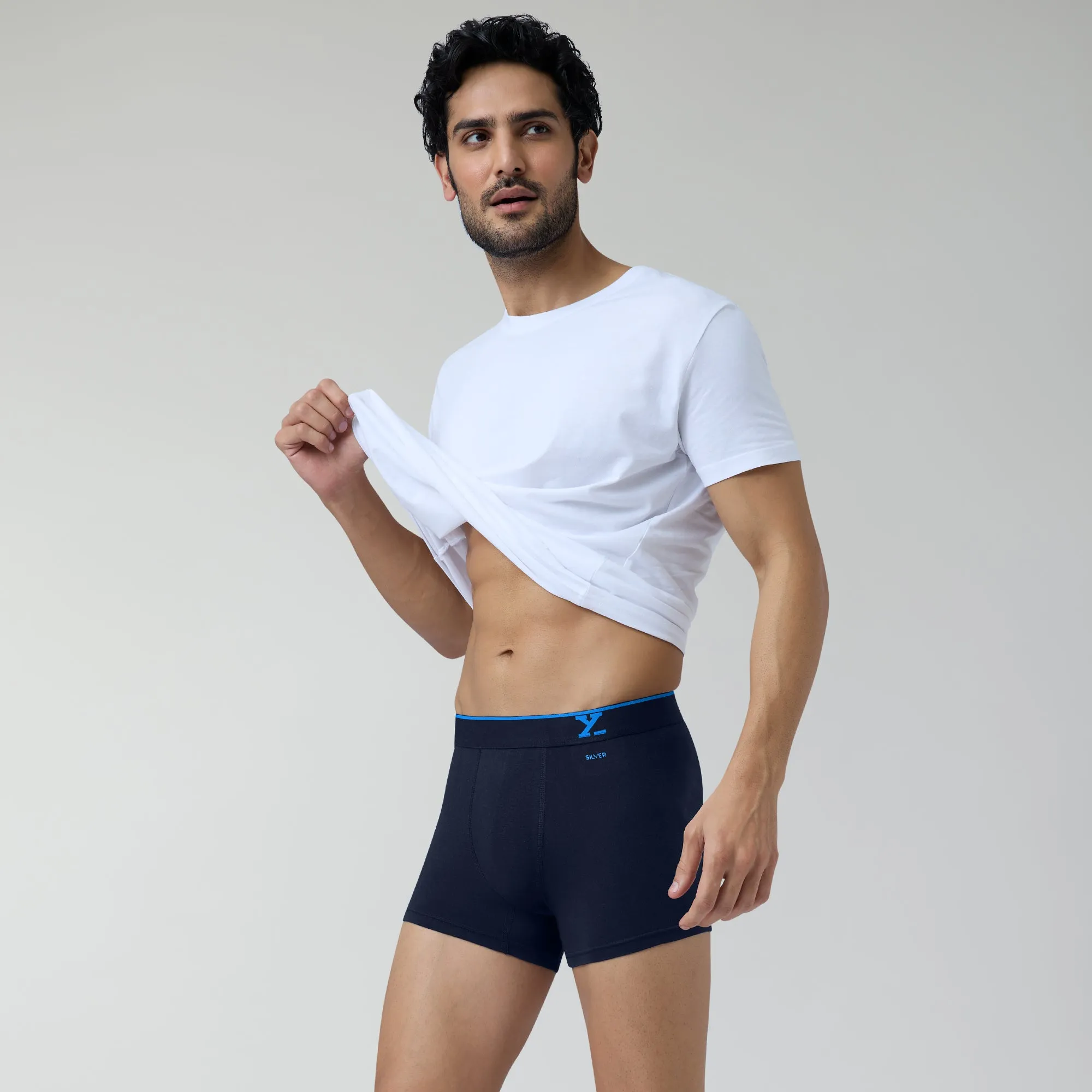 Traq Silver Cotton Trunks Midnight Blue