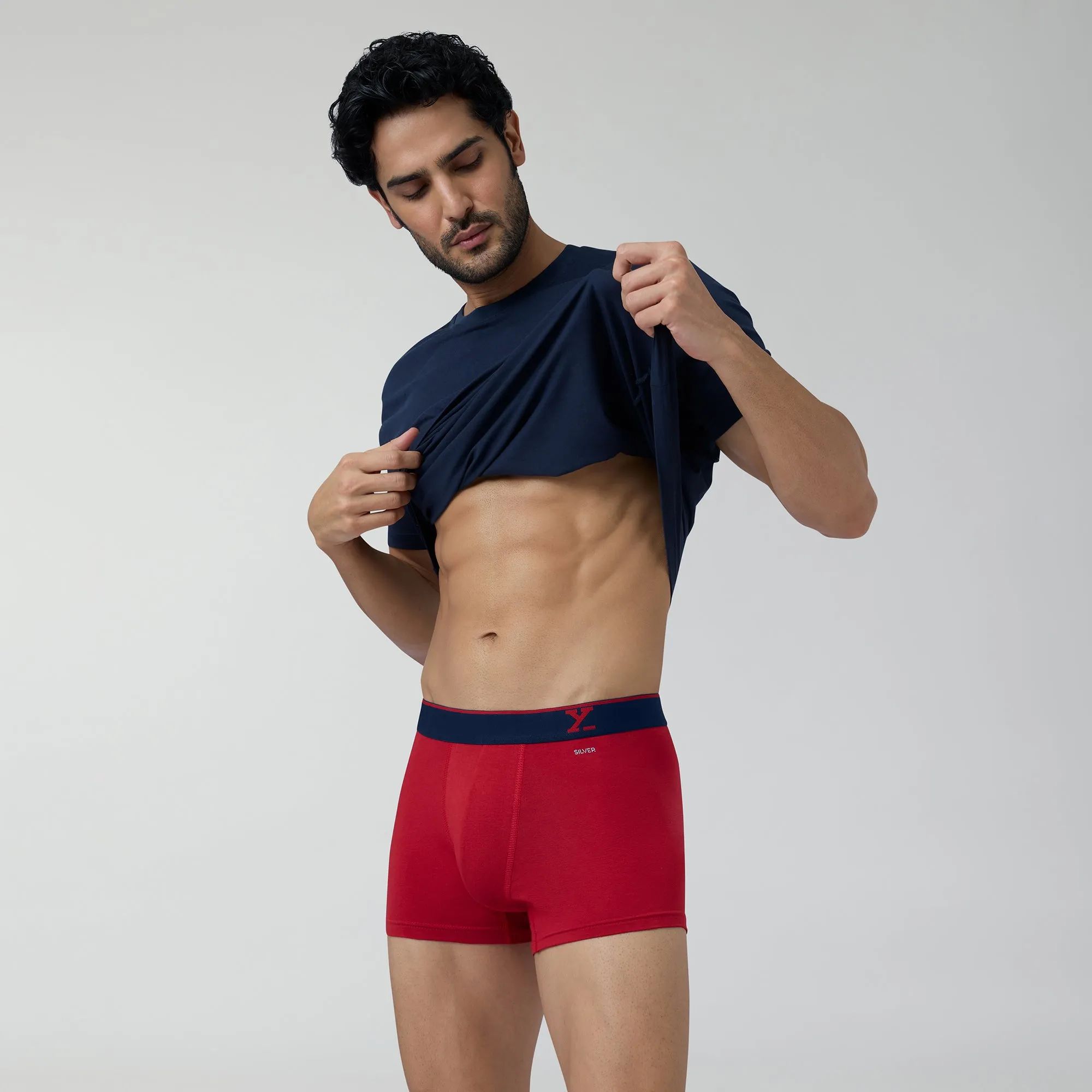Traq Silver Cotton Trunks Rio Red