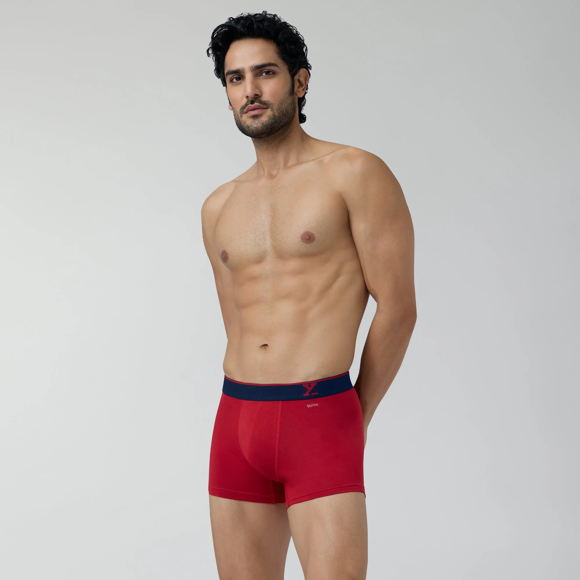 Traq Silver Cotton Trunks Rio Red
