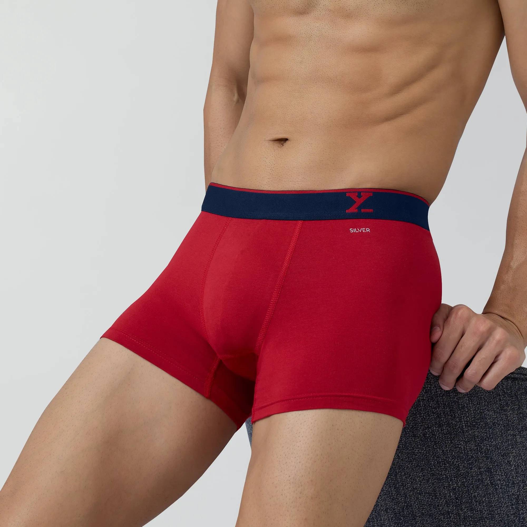 Traq Silver Cotton Trunks Rio Red