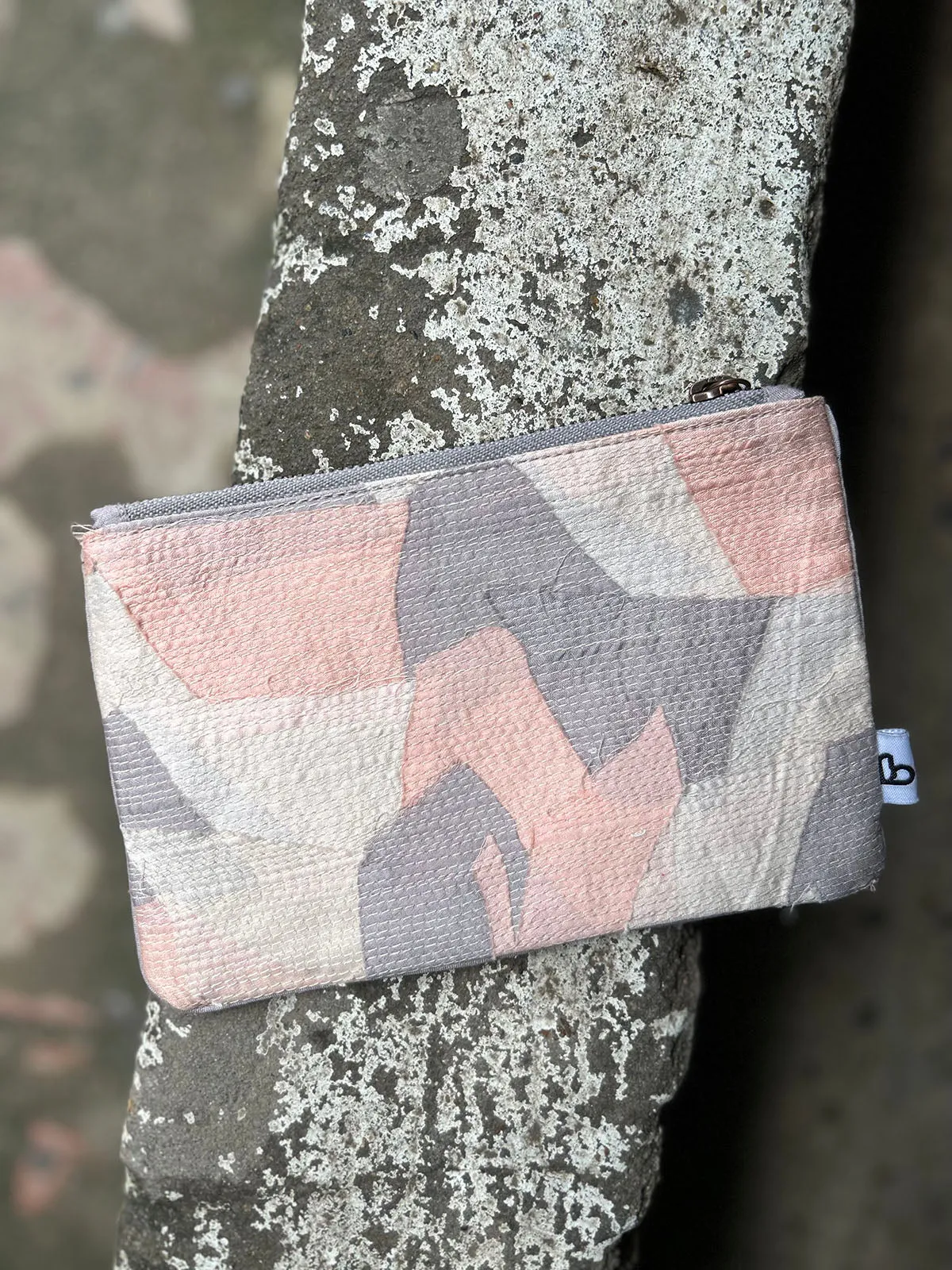 Upcycled Peach Chindi Flat Pouch