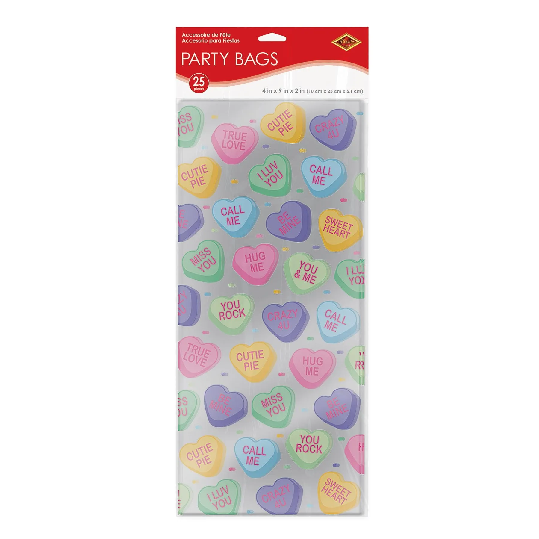 Valentine's Day Candy Heart Cello Bags (12 Packages)