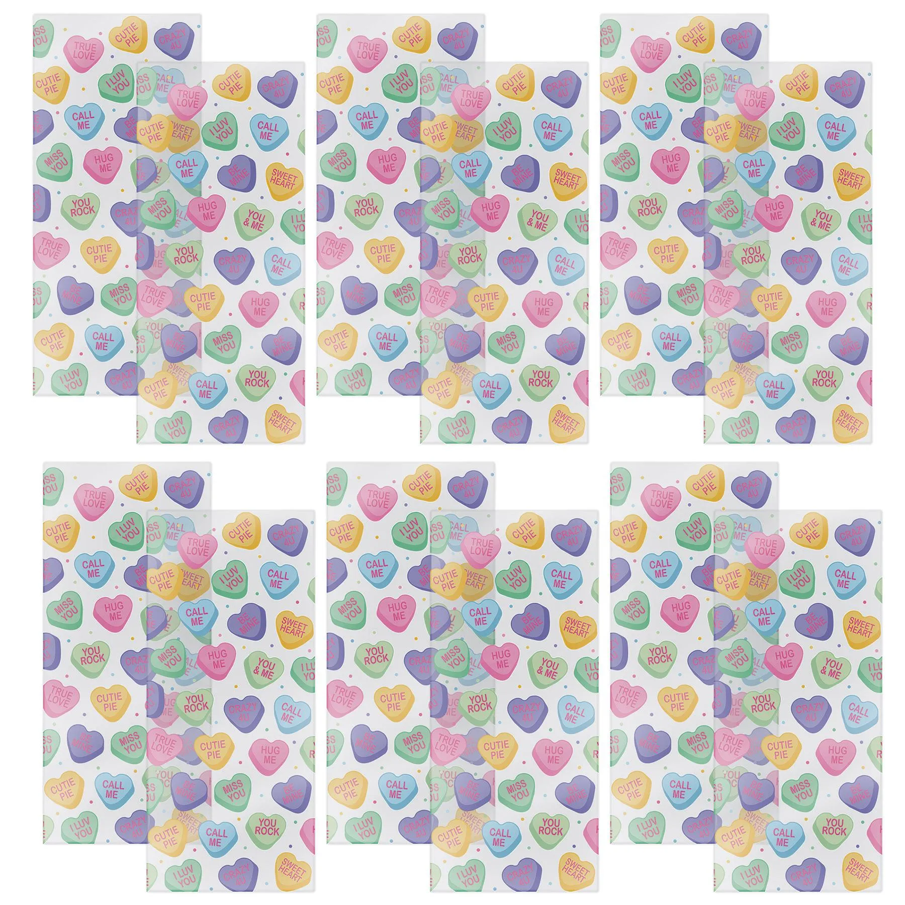 Valentine's Day Candy Heart Cello Bags (12 Packages)