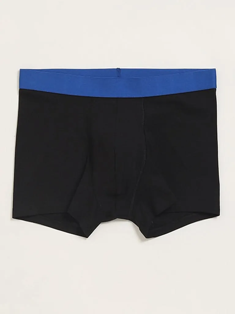 WES Lounge Black Cotton Blend Trunks - Pack of 3