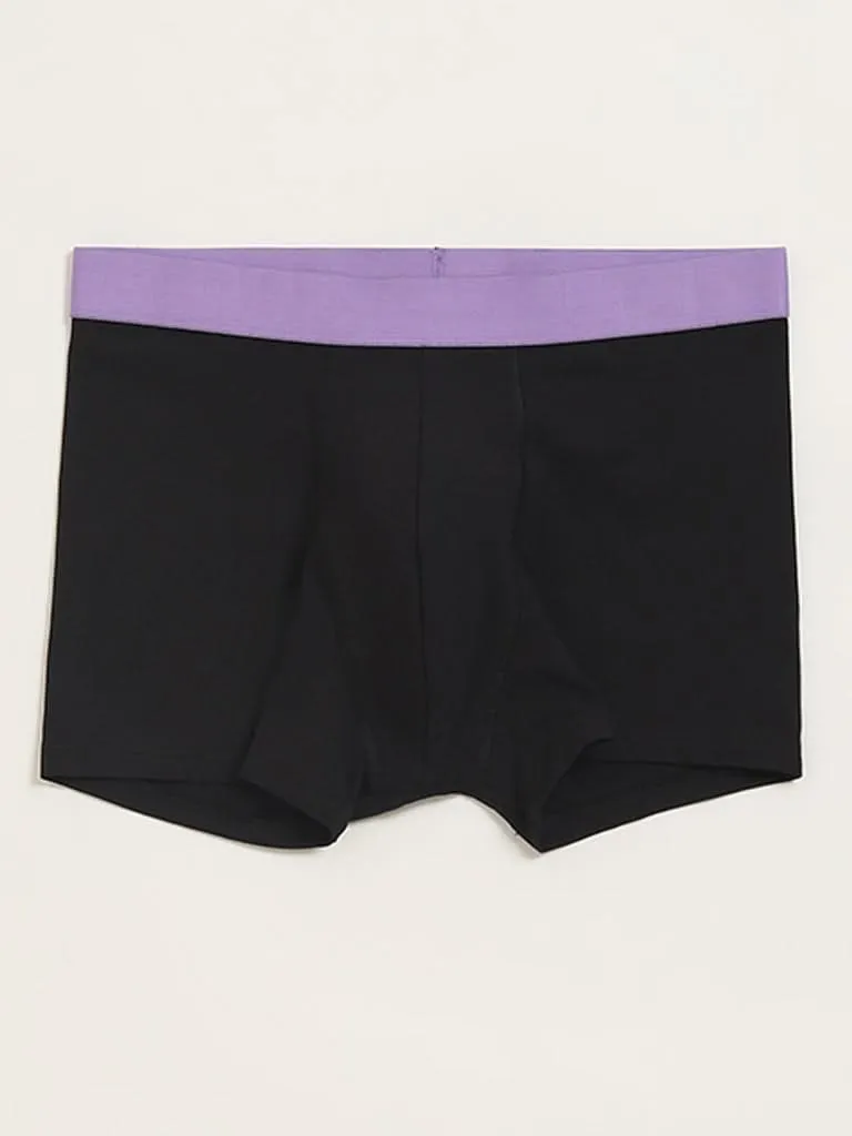 WES Lounge Black Cotton Blend Trunks - Pack of 3