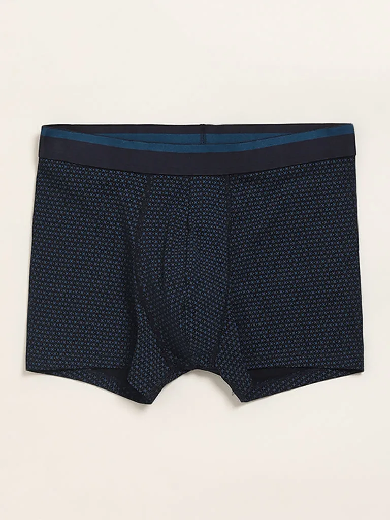 WES Lounge Teal Cotton-Blend Relaxed Fit Trunks - Pack of 3