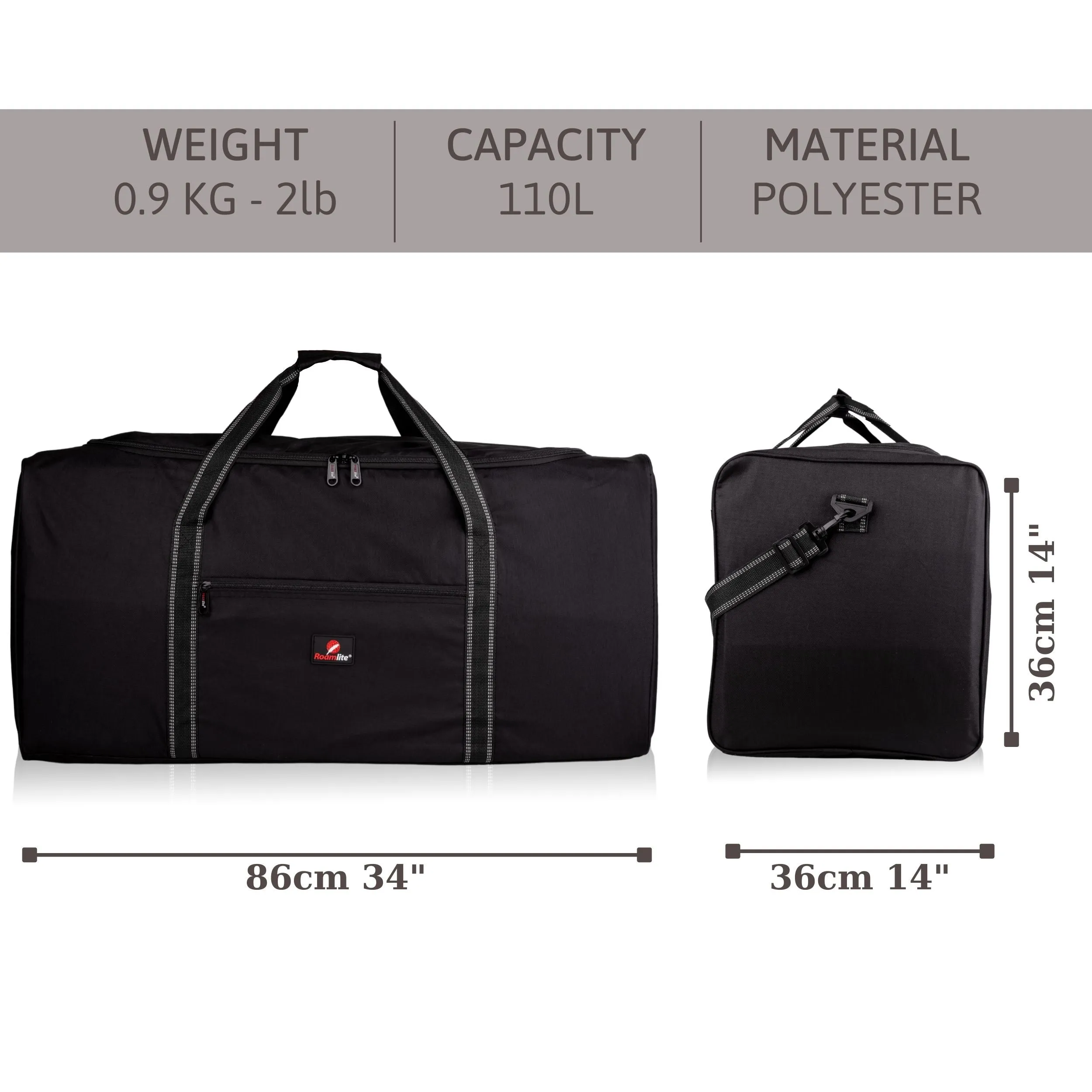 XXL Extra Large Travel Holdall, 34" 110L Cargo Bag, Storage Laundry Duffle R34