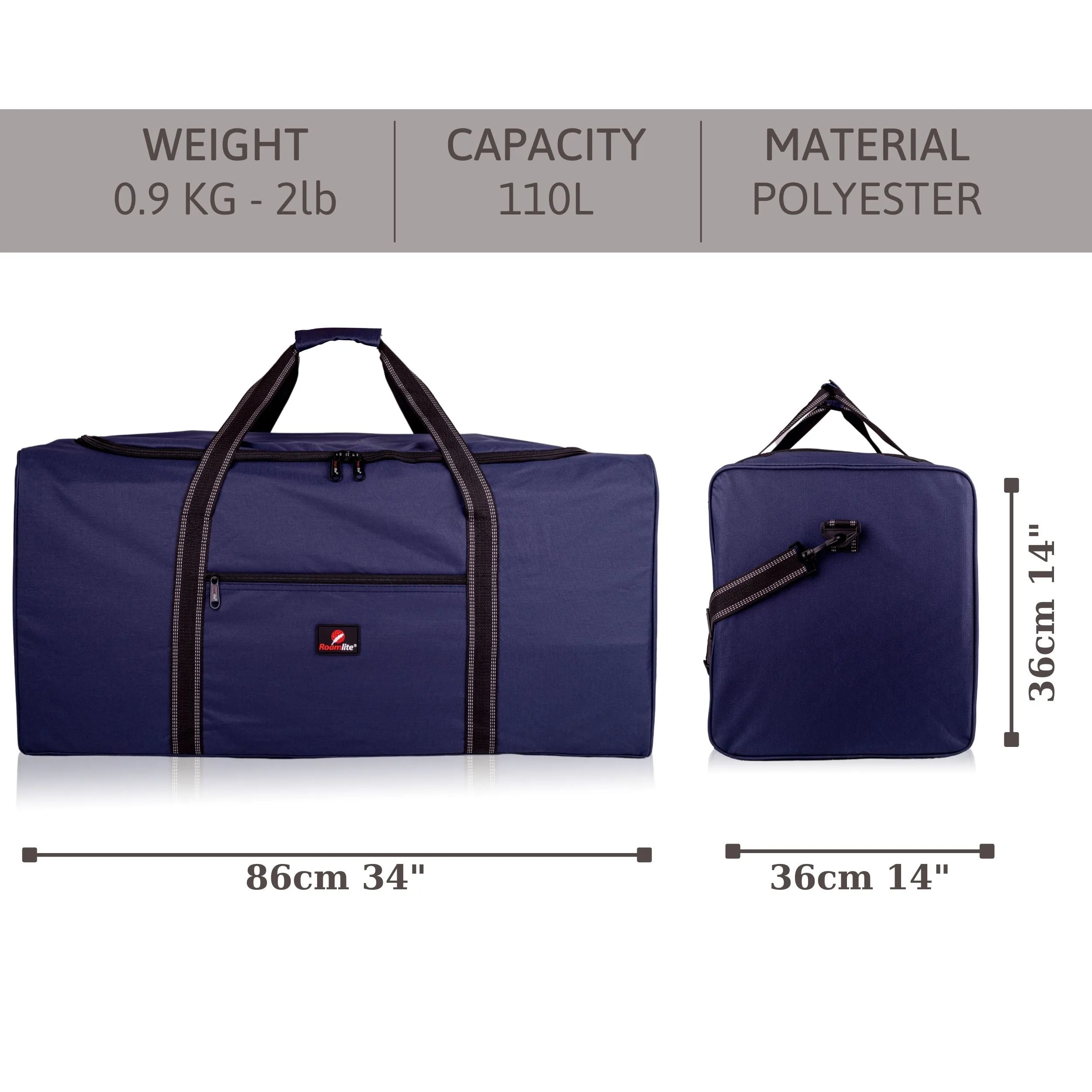 XXL Extra Large Travel Holdall, 34" 110L Cargo Bag, Storage Laundry Duffle R34