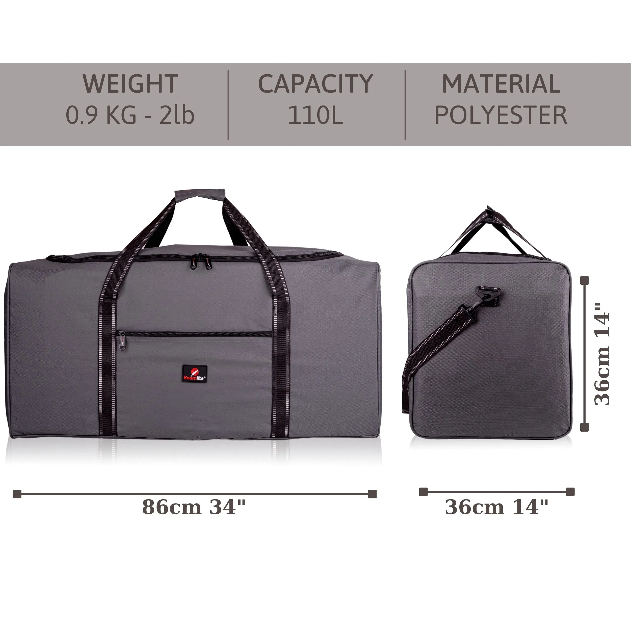 XXL Extra Large Travel Holdall, 34" 110L Cargo Bag, Storage Laundry Duffle R34